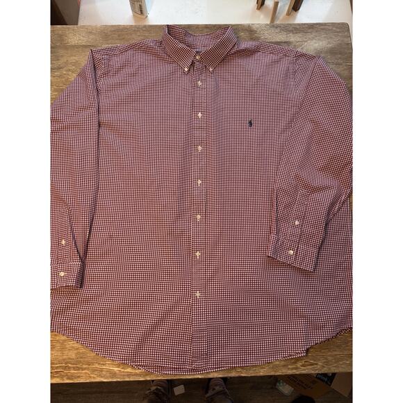Polo Ralph Lauren Men's 4XL 4LT Tall Long Sleeve Button Down Shirt Checked Red - Picture 1 of 5